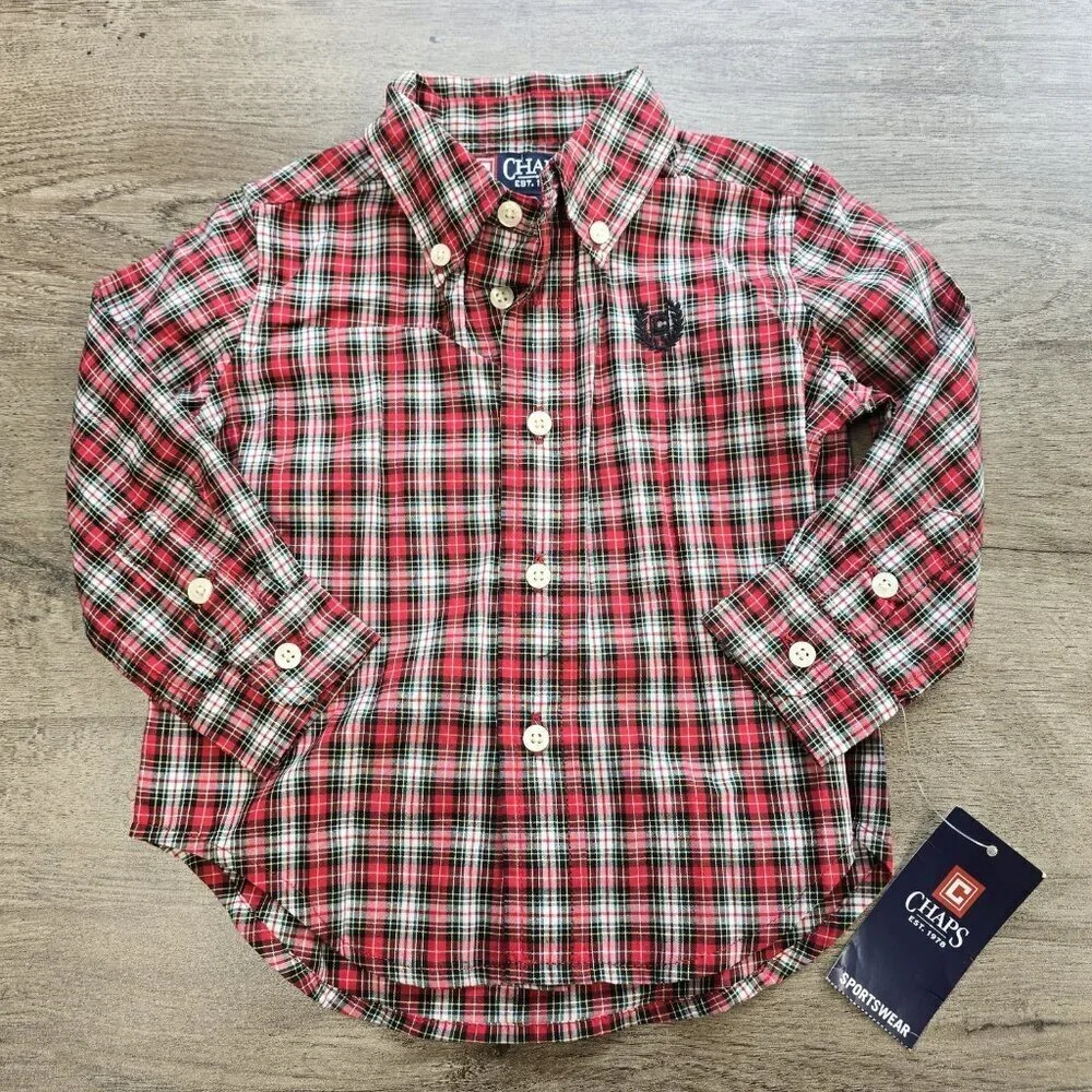 NWT Chaps Ralph Lauren Boys Size 18 Month Button Up Shirt Amd Sweater Vest Set